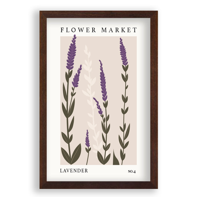 Flower Market Lavender NO.4 | Walnoot Eikenhouten Lijst | Poster