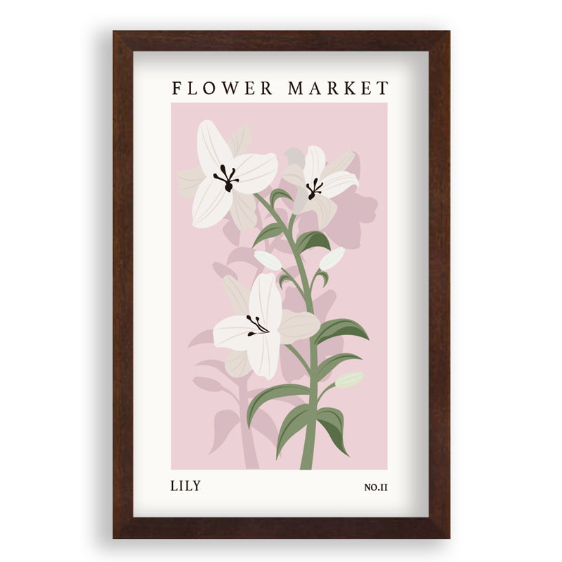 Flower Market Lily NO.11 | Walnoot Eikenhouen Lijst | Poster 