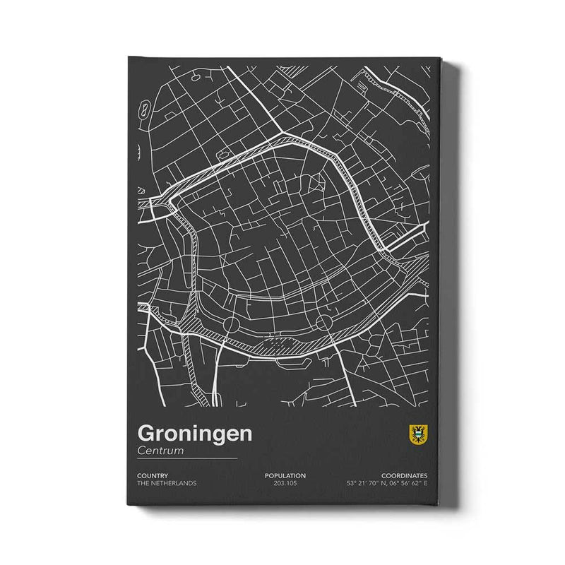 Stadskaart Groningen Centrum II op canvas