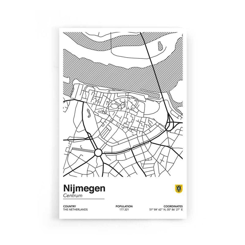Stadskaart Nijmegen Centrum II op poster