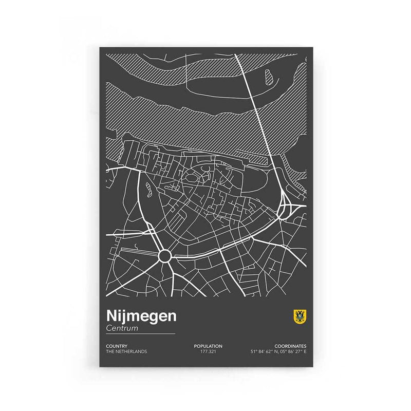 Stadskaart Nijmegen Centrum II op poster