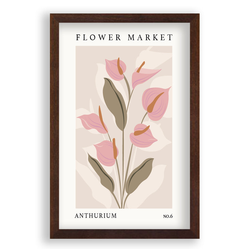 Flower Market Anthurium NO.6 | Walnoot Eikenhouten Lijst | Poster