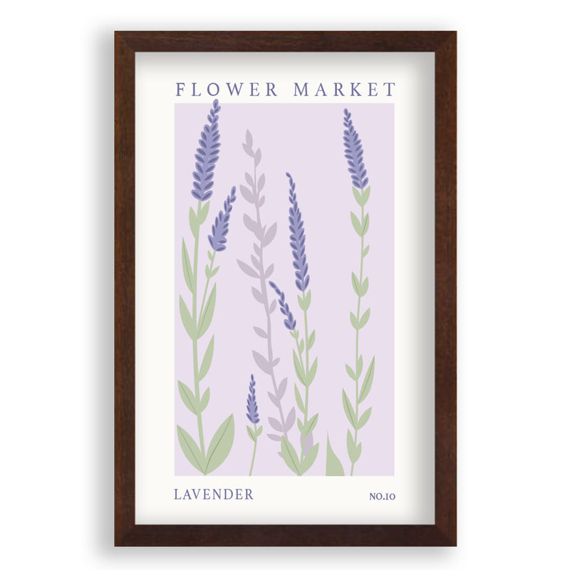 Flower Market Lavender NO.10 | Walnoot Eikenhouten Lijst | Poster