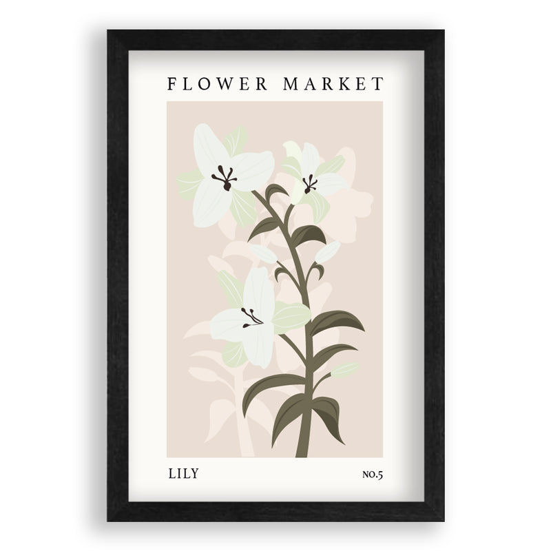 Flower Market Lily NO.5 | Zwart Eikenhouten Lijst | Poster