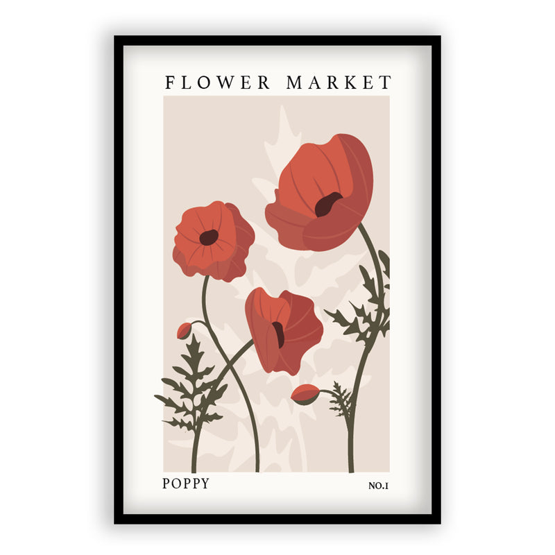 Flower Market Poppy NO.1 | Aluminium Lijst | Poster
