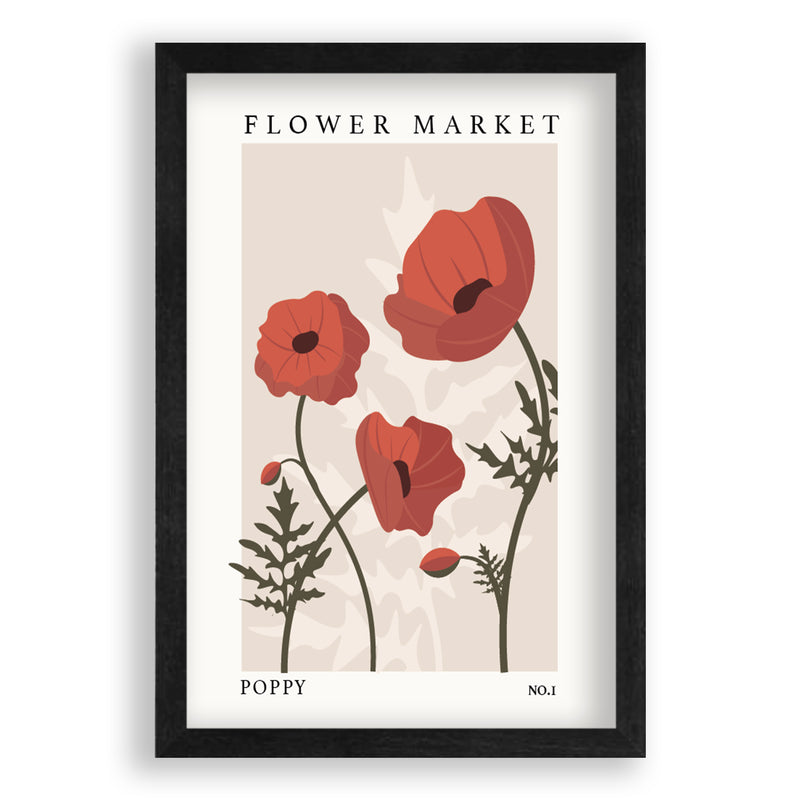 Flower Market Poppy NO.1 | Zwart Eikenhouten Lijst | Poster