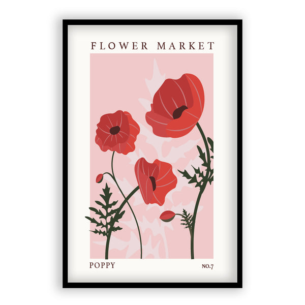 Flower Market Poppy NO.7 | Poster Aluminium Lijst | Poster