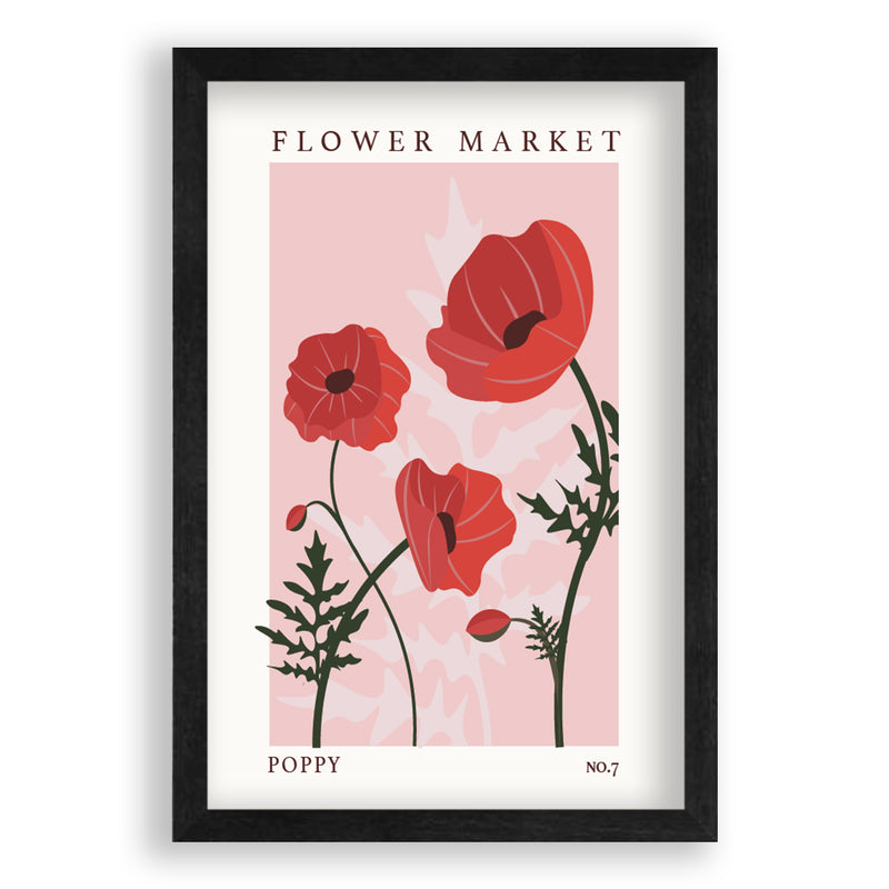 Flower Market Poppy NO.7 | Zwart Eikenhouten Lijst | Poster