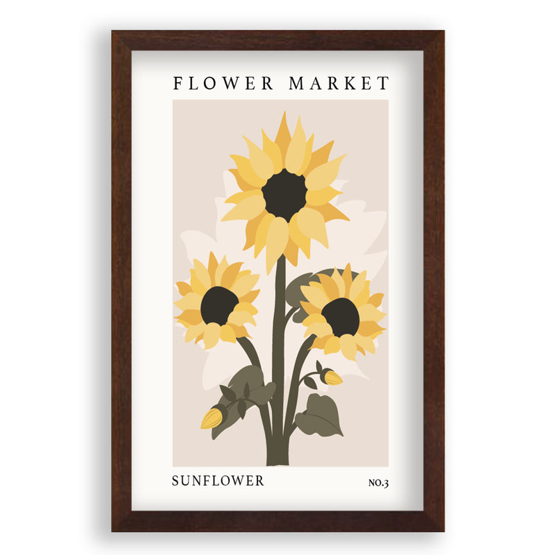 Flower Market Sunflower NO.3 | Walnoot Eikenhouten Lijst | Poster