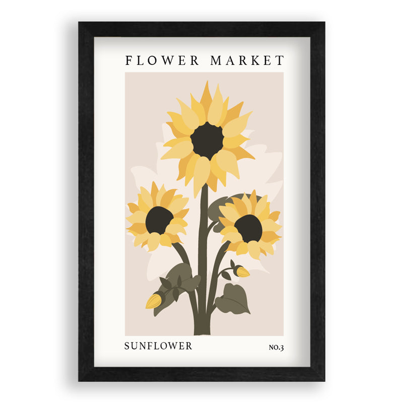 Flower Market Sunflower NO.3 | Zwart Eikenhouten Lijst | Poster