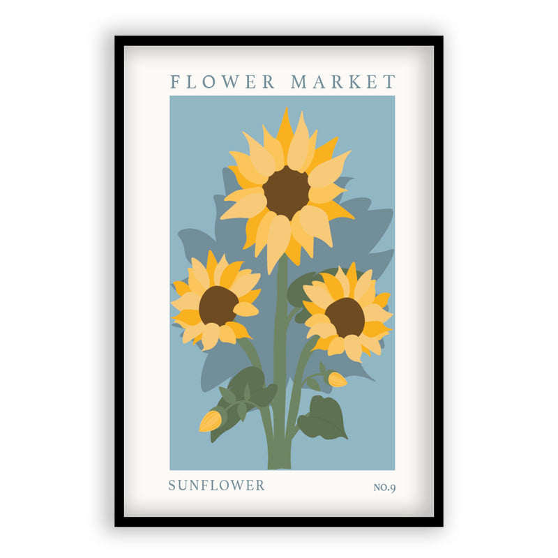 Flower Market Sunflower NO.9 | Aluminium Lijst met Poster | Poster