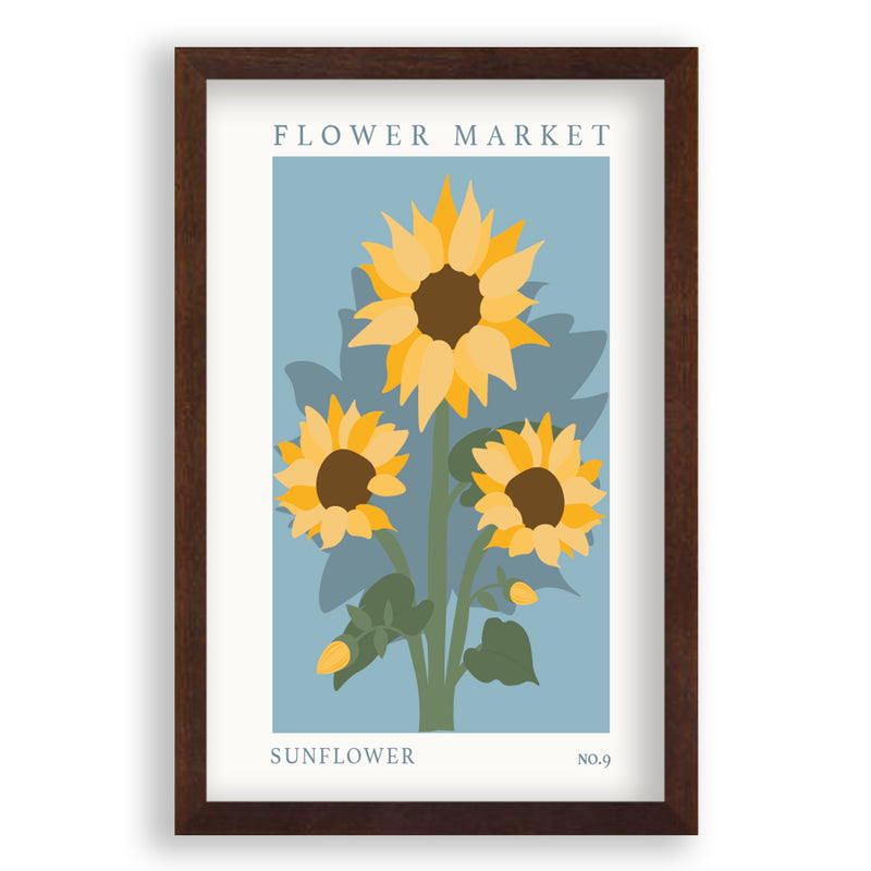 Flower Market Sunflower NO.9 | Walnoot Eikenhouten Lijst | Poster