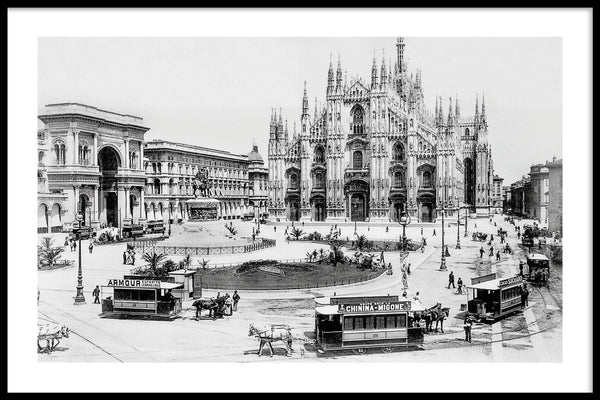 Bella Milano Piazza del Duomo l poster met lijst - Walljar