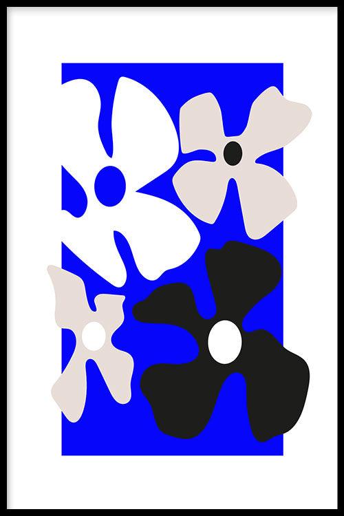 Abstract Flowers Blue - Walljar