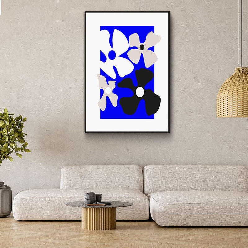 Abstract Flowers Blue - Walljar