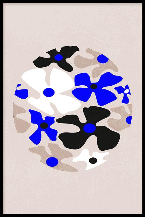 Abstract Flowers Round - Walljar