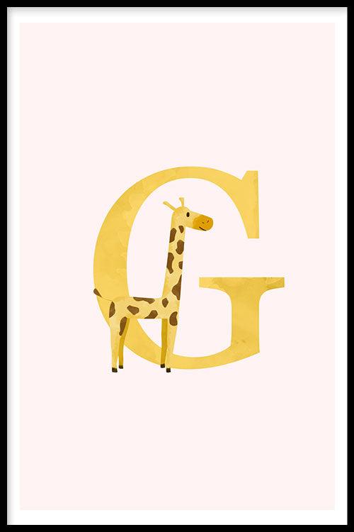 giraffe alfabet poster