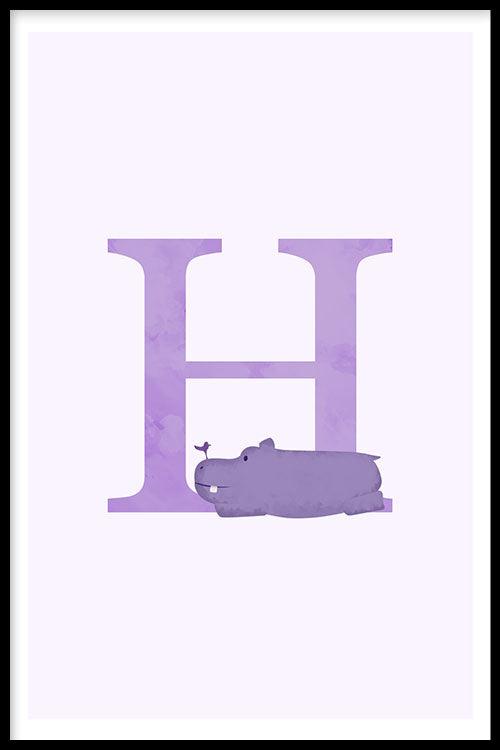 nijlpaard alfabet poster