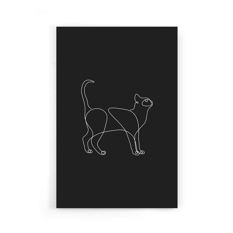 Retro cat one line drawing, Cute cat face line art poster, Vintage colors  background Spiral Notebook