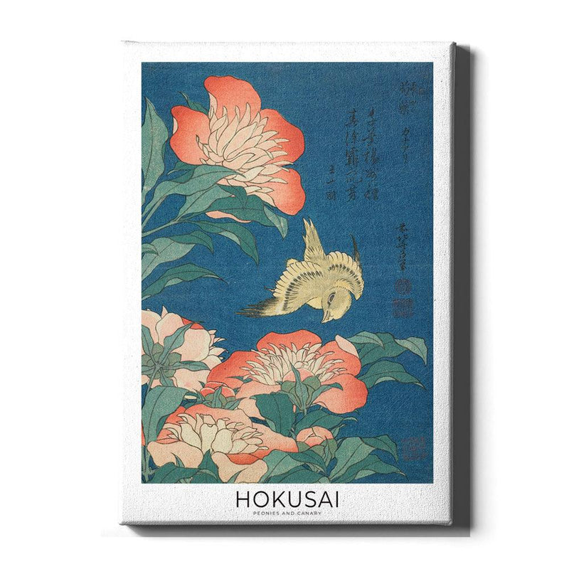 Hokusai - Peonies and Canary - Walljar