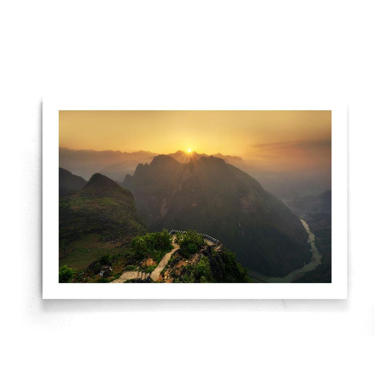 Zonsondergang bergen poster