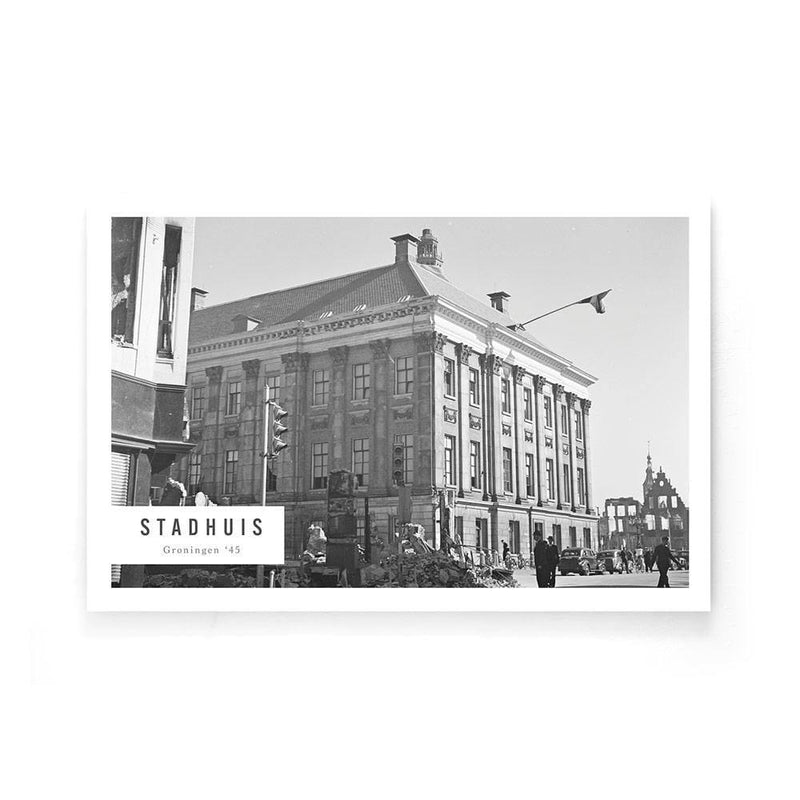 Stadhuis Groningen '45 op een poster