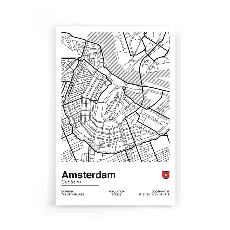 Stadskaart Amsterdam Centrum II poster