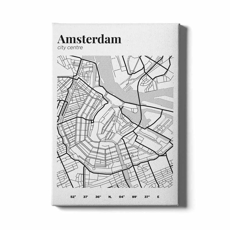 Stadskaart Amsterdam Centrum III canvas