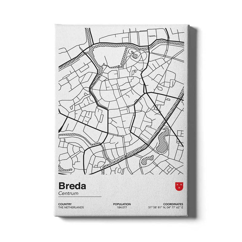 Stadskaart Breda Centrum II canvas