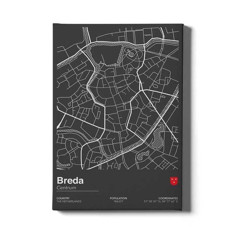 Stadskaart Breda Centrum II canvas
