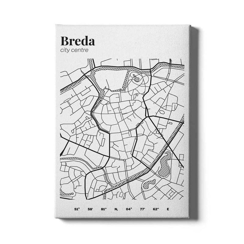 Stadskaart Breda Centrum III canvas