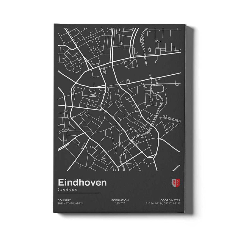 Stadskaart Eindhoven Centrum II op canvas