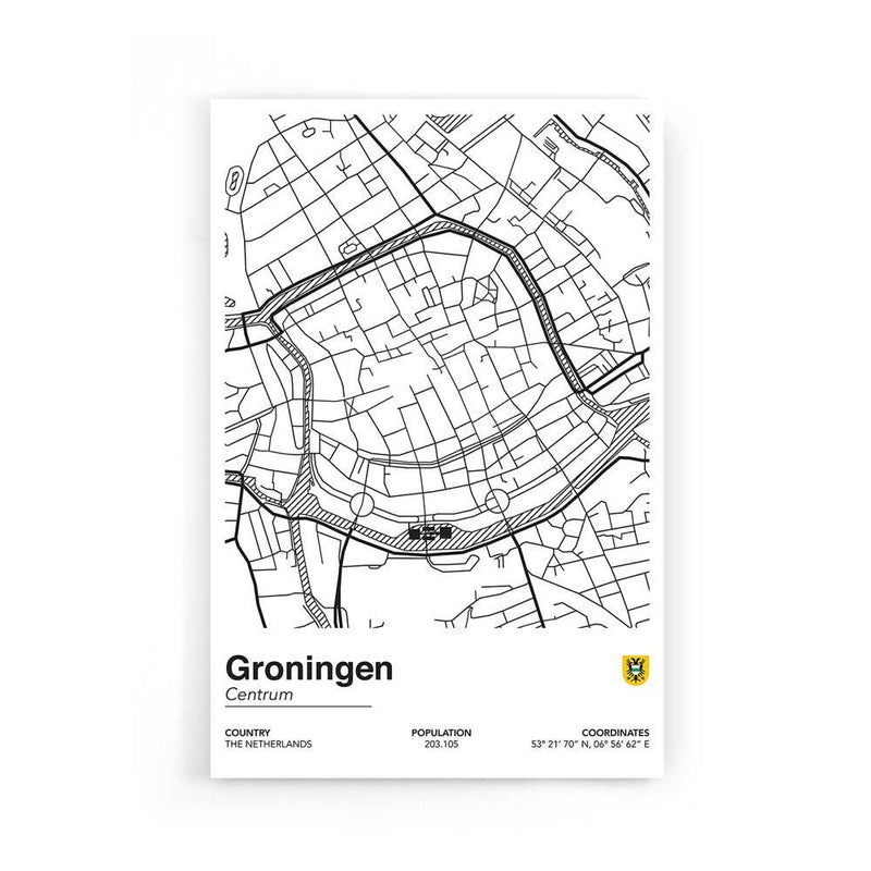 Stadskaart Groningen Centrum II op poster