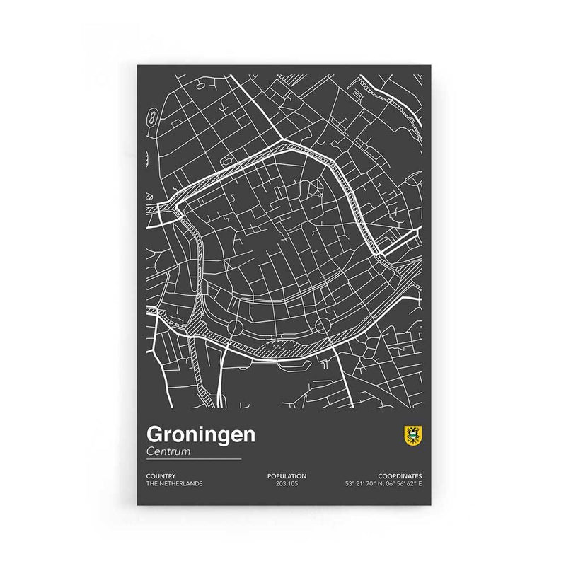 Stadskaart Groningen Centrum II op poster'