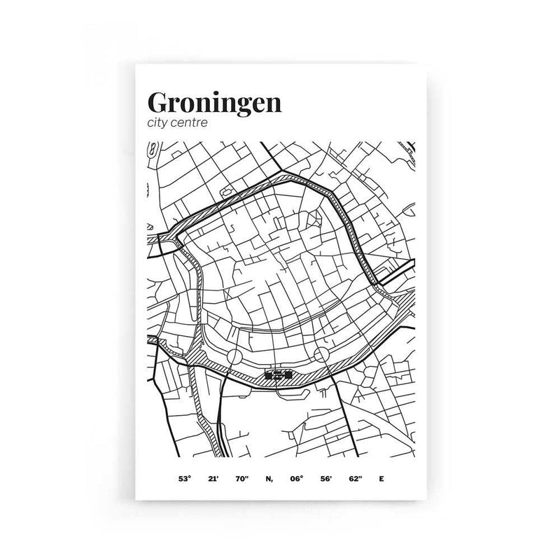 Stadskaart Groningen Centrum III op poster