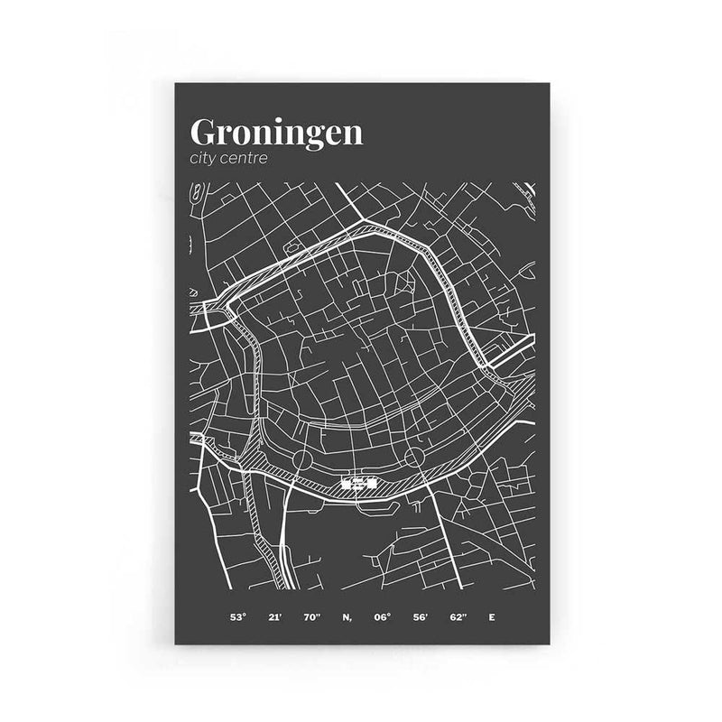 Stadskaart Groningen Centrum III op poster