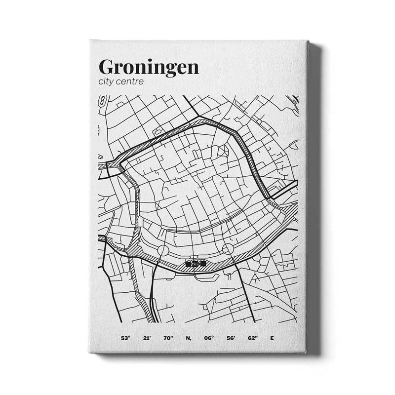 Stadskaart Groningen Centrum III op canvas