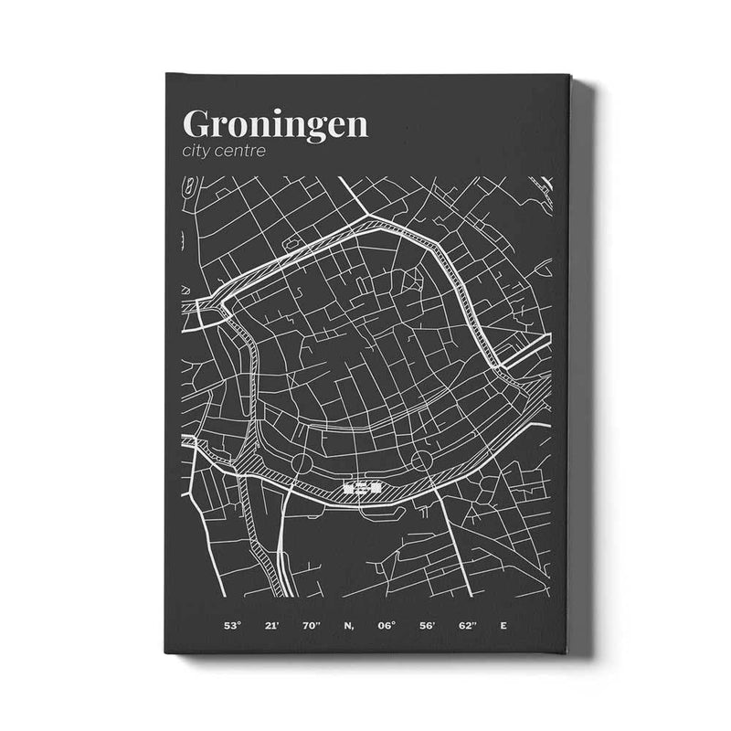 Stadskaart Groningen Centrum III op canvas