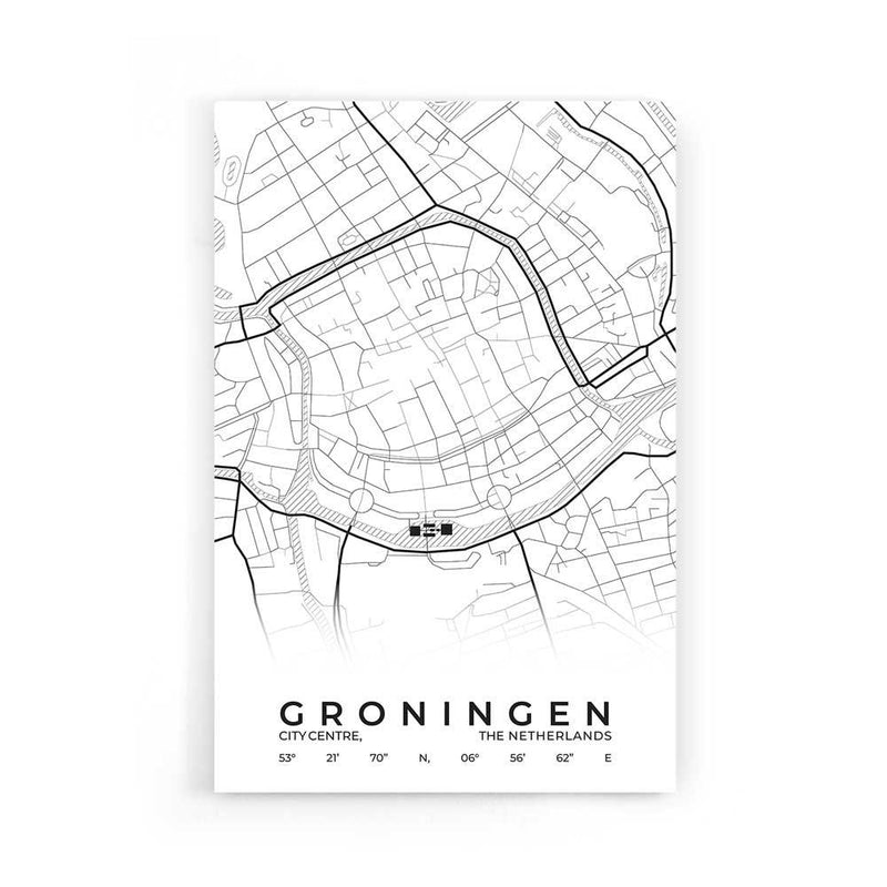 Stadskaart Groningen Centrum op poster