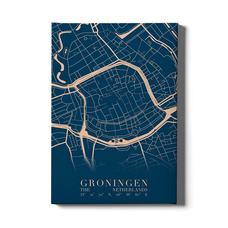 Stadskaart Groningen Centrum VI op canvas