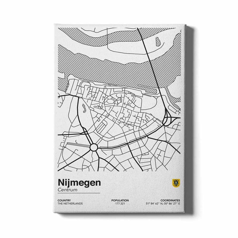 Stadskaart Nijmegen Centrum II op canvas