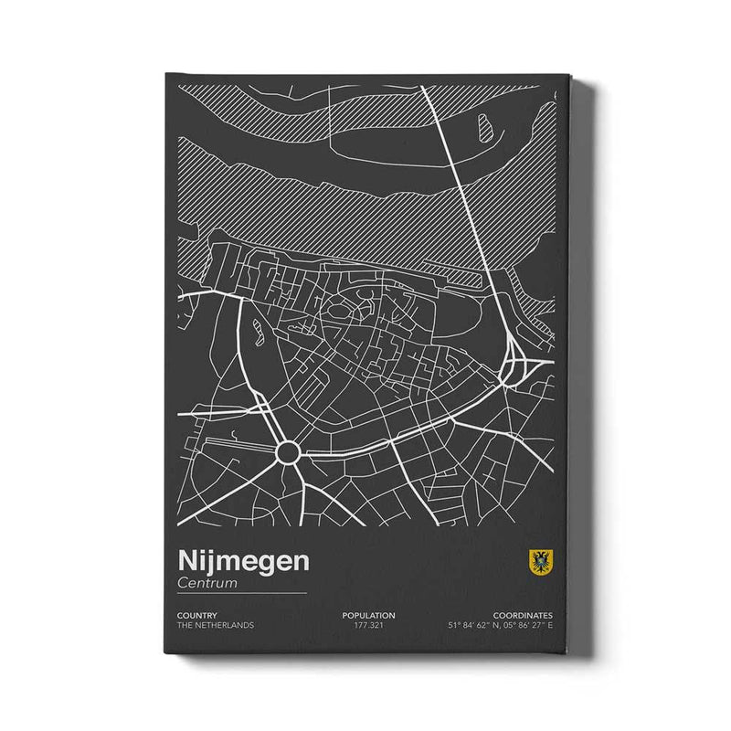 Stadskaart Nijmegen Centrum II op canvas