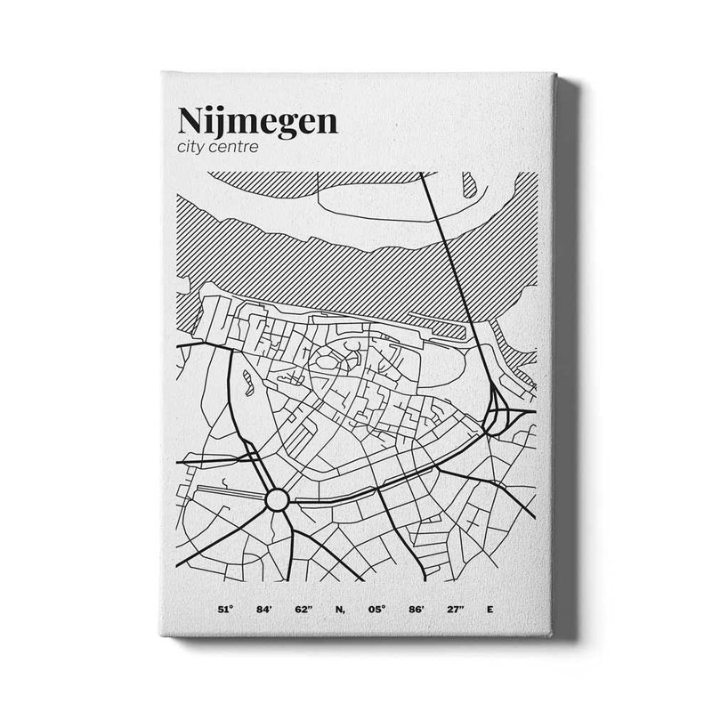 Stadskaart Nijmegen Centrum III op canvas