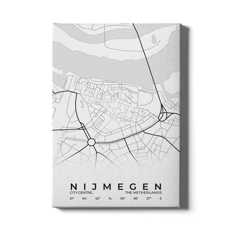Stadskaart Nijmegen Centrum op canvas