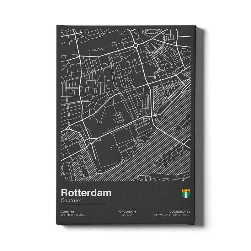 Stadskaart Rotterdam Centrum II canvas