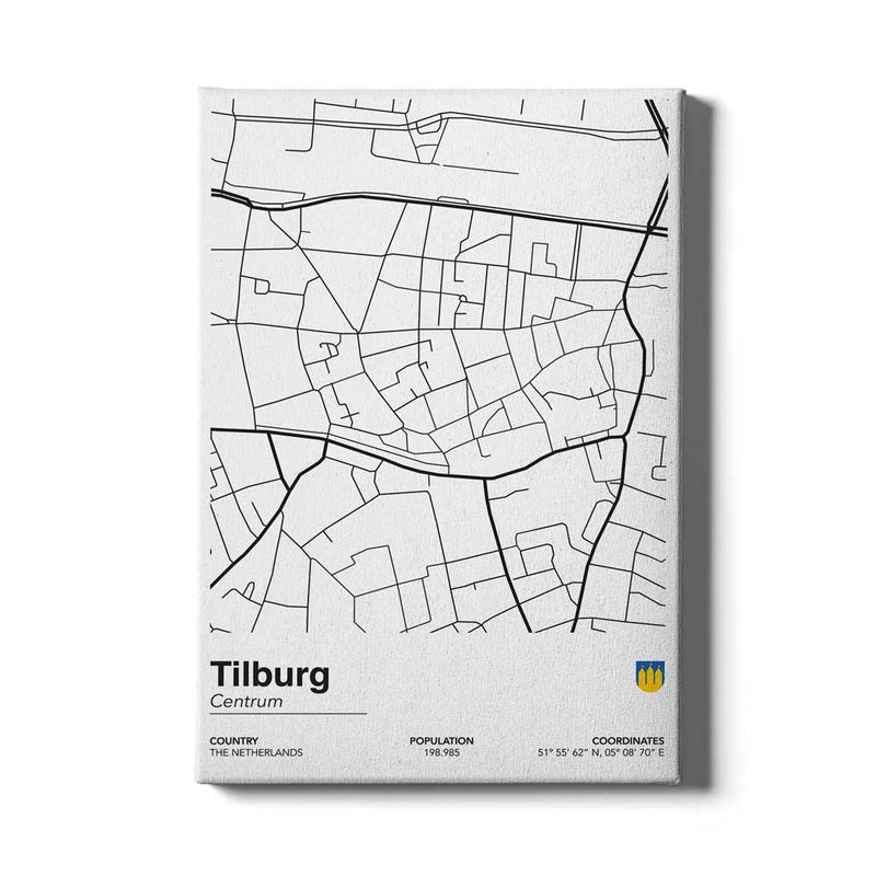 Stadskaart Tilburg Centrum II op canvas
