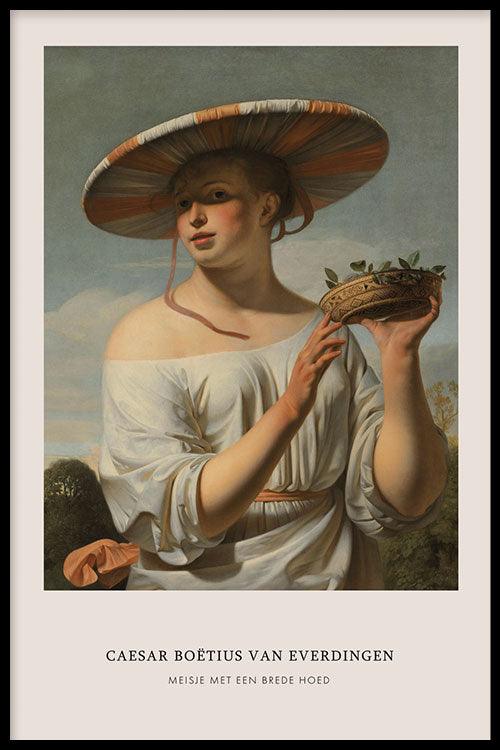 Van Everdingen - Meisje met een brede hoed - Walljar